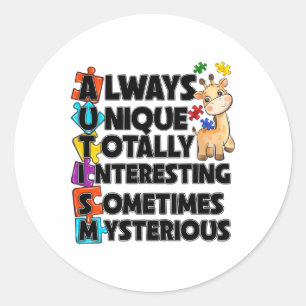 Always Unique Totally Intelligent Something Myster Classic Round Sticker