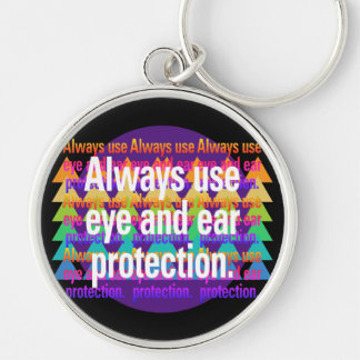 Always use eye and ear Spectrum Rainbow Spot Key Ring
