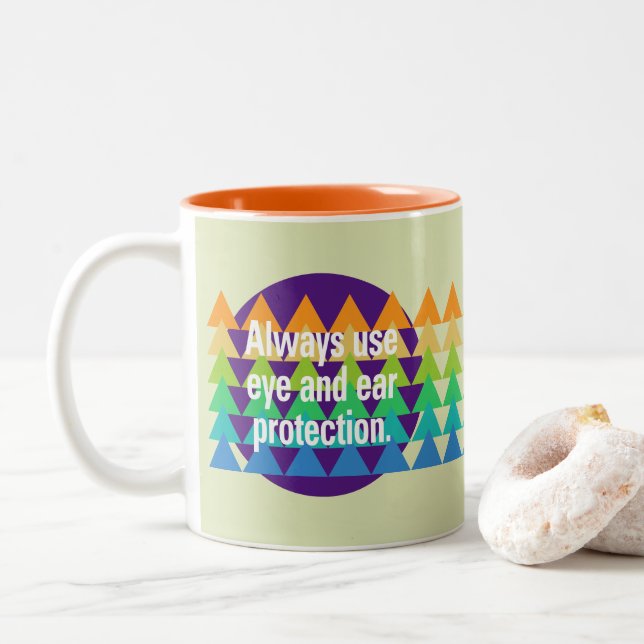 Always use eye Spectrum Rainbow Spot Sage Two-Tone Coffee Mug (With Donut)