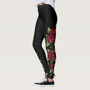Always we love Red Roses...... Leggings