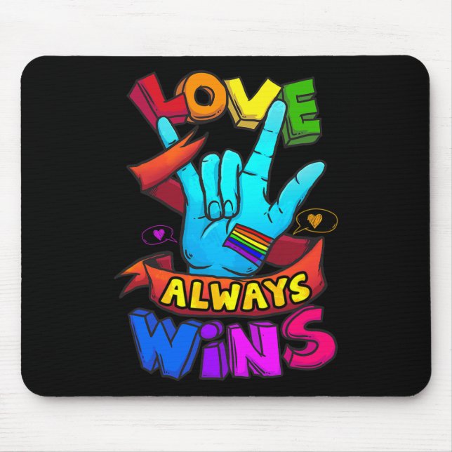 Always Wins Asl Deaf Awareness Gay Pride Lgbt 1  Mouse Mat (Front)
