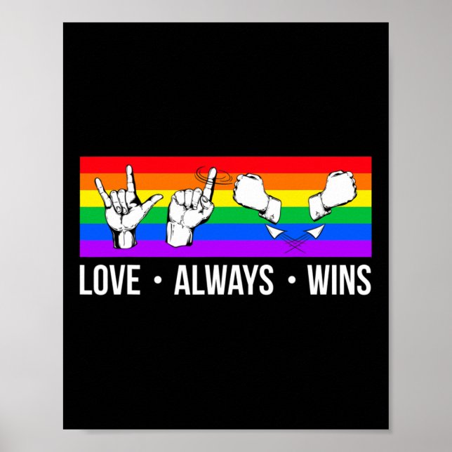 Always Wins Asl Deaf Awareness Gay Pride Lgbt  Poster (Front)