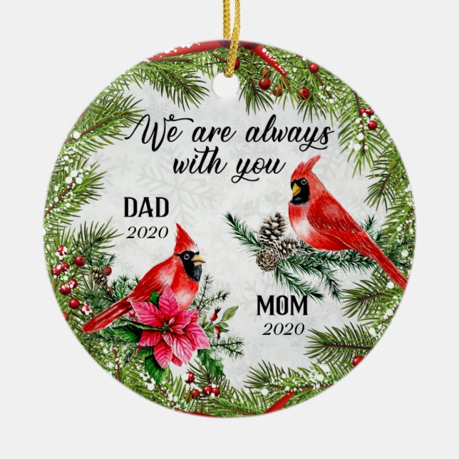 Always With You Holly Branch Christmas Personalize Ceramic Tree Decoration (Front)
