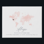 Always world map wedding or anniversary gift faux canvas print<br><div class="desc">Blush pink coloured world map wedding or anniversary gift. Beautiful pink coloured hand painted watercolor world map with reposition able heart to show wedding or honeymoon location. Ideal gift for location weddings.</div>