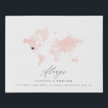 Always world map wedding or anniversary gift faux canvas print<br><div class="desc">Blush pink coloured world map wedding or anniversary gift. Beautiful pink coloured hand painted watercolor world map with reposition able heart to show wedding or honeymoon location. Ideal gift for location weddings.</div>