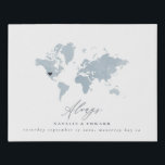 Always world map wedding or anniversary gift faux canvas print<br><div class="desc">Blue coloured world map wedding or anniversary gift. Beautiful blue coloured hand painted watercolor world map with reposition able heart to show wedding or honeymoon location. Ideal gift for location weddings.</div>