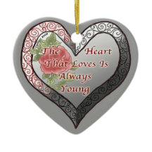 Always Young Silver Heart custom ornaments