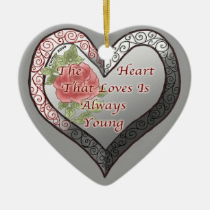 Always Young Silver Heart custom ornaments
