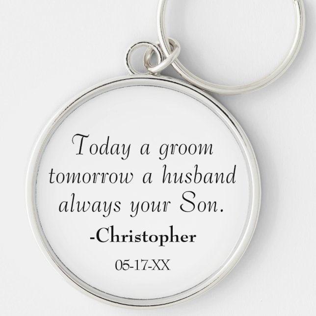 Always Your Son Mother of the Groom Wedding Key Ring (Front)