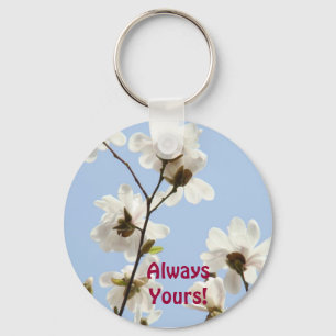 Always Yours! keychain White Magnolia flowers