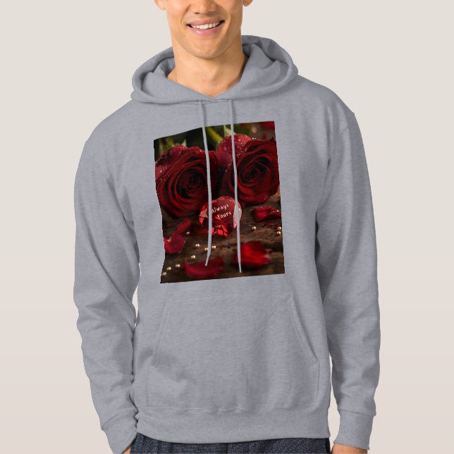 Always Yours Red Rose Romantic Valentine Couple  Hoodie (Front)