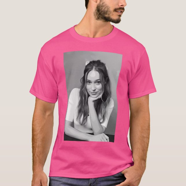 Alycia Debnam-Carey Black  White Pop Art Portrait  T-Shirt (Front)
