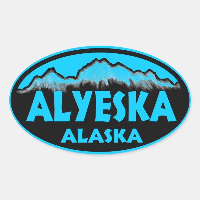 Alyeska Alaska blue oval stickers (Front)