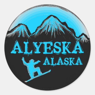 Alyeska Alaska blue snowboarder stickers