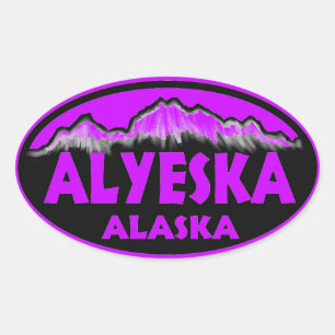 Alyeska Alaska purple oval stickers