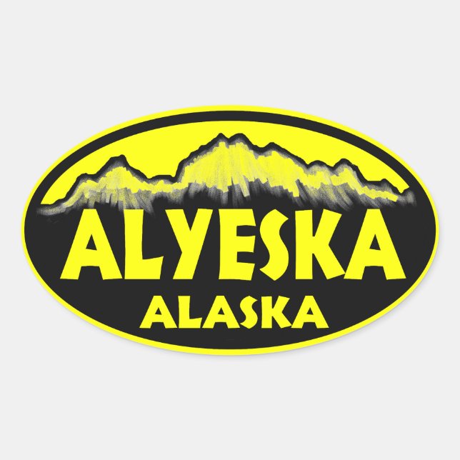 Alyeska Alaska yellow oval stickers (Front)