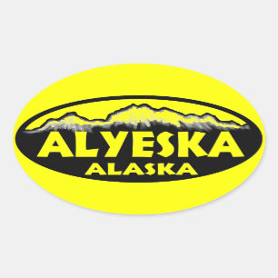 Alyeska Alaska yellow oval stickers