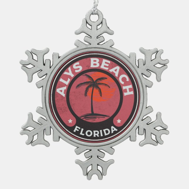 Alys Beach Florida 30A Emerald Coast 30 A Snowflake Pewter Christmas Ornament (Front)
