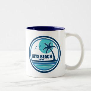 Alys Beach Fort Walton Palm Tree Birds Two-Tone Coffee Mug