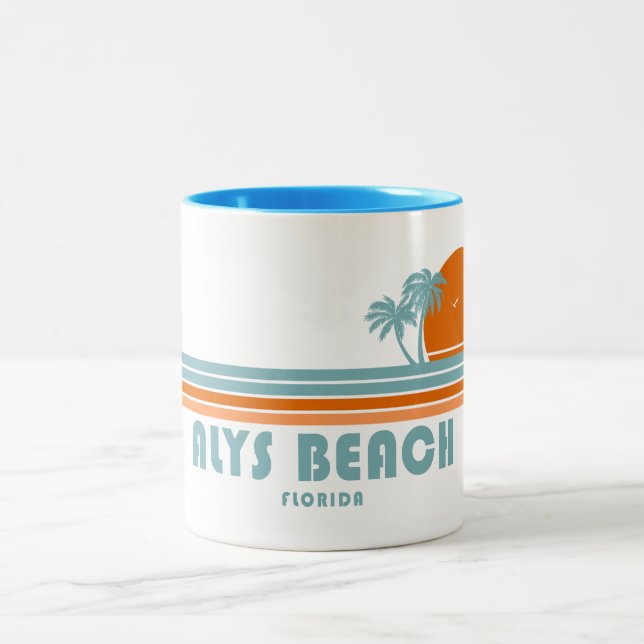 Alys Beach Fort Walton Sun Palm Trees Two-Tone Coffee Mug (Center)