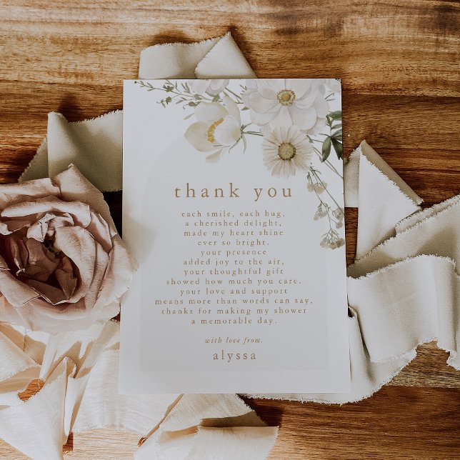 ALYSSA Floral Summer Boho Wild Flower Baby Shower Thank You Card (ALYSSA Floral Summer Boho Wild Flower Baby Shower Thank You Card)