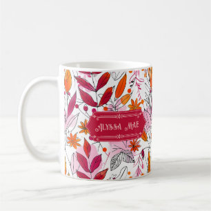 Alyssa Mae Hand Drawn Pink and Orange Foliage Coffee Mug