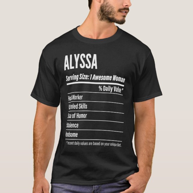 Alyssa  Nutritional Facts Serving Size Calories T-Shirt (Front)