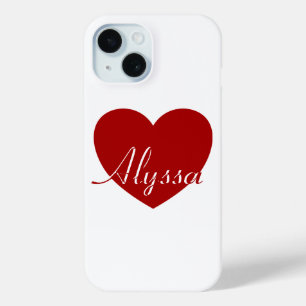Alyssa - Template For Your Name, Red Heart Love iPhone 15 Case