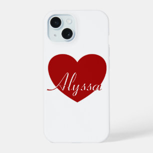 Alyssa - Template For Your Name, Red Heart Love iPhone 15 Case
