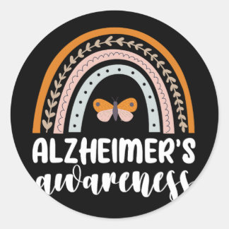 Alzheimer's Awareness Dementia Rainbow Butterf Classic Round Sticker