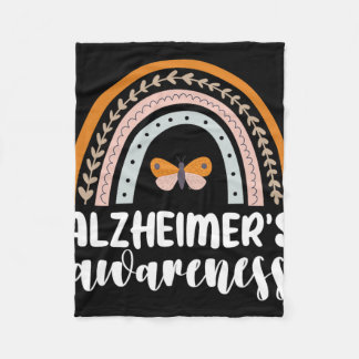 Alzheimer's Awareness Dementia Rainbow Butterf Fleece Blanket