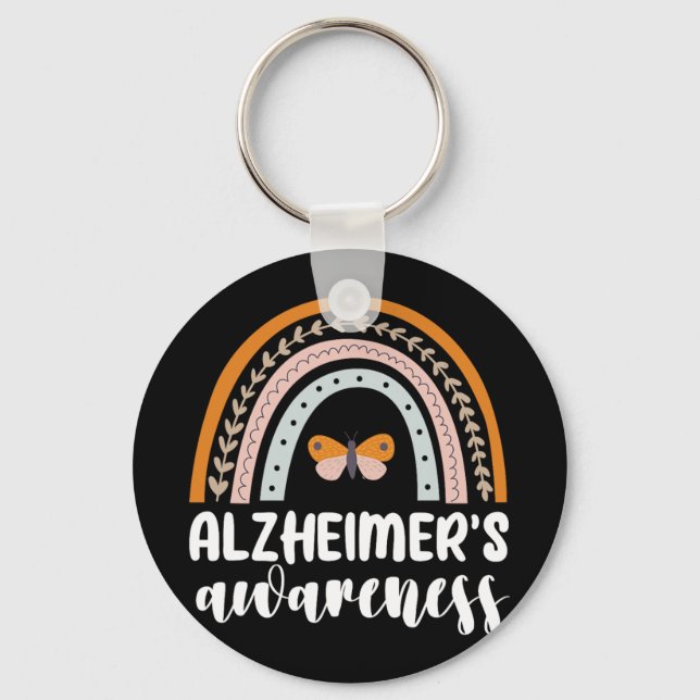 Alzheimer's Awareness Dementia Rainbow Butterf Key Ring (Front)