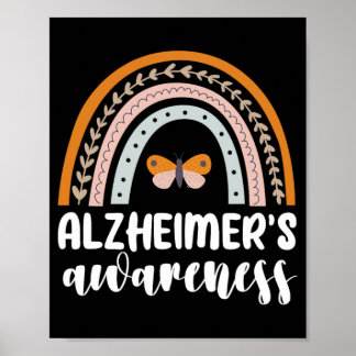Alzheimer's Awareness Dementia Rainbow Butterf Poster