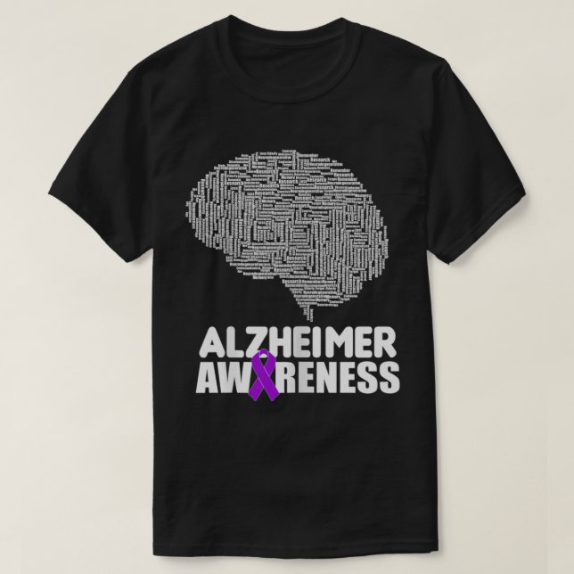 Alzheimer Awareness Purple Ribbon Support Walk T-Shirt (Design Front)