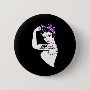 Alzheimer Awareness Strong Purple Ribbon Women Ban 6 Cm Round Badge