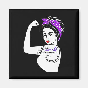 Alzheimer Awareness Strong Purple Ribbon Women Ban Magnet