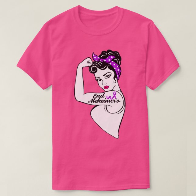 Alzheimer Awareness Strong Purple Ribbon Women Ban T-Shirt (Design Front)