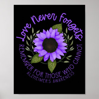 Alzheimer Awareness Tee For Men And Women Purple S Poster