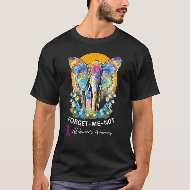 Alzheimer Elephant Forget me not Alzheimeru2019s A T-Shirt (Front)