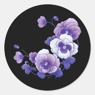 Alzheimer Purple Floral Pansy Alzheimer's Awar Classic Round Sticker