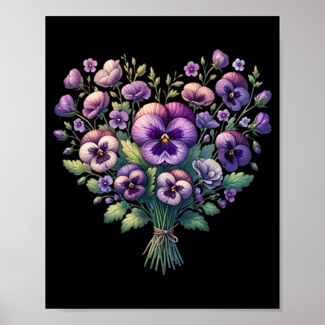 Alzheimer Purple Floral Pansy Dementia Alzheimer&# Poster (Front)