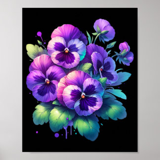 Alzheimer Purple Floral Pansy Dementia Alzheimer&# Poster