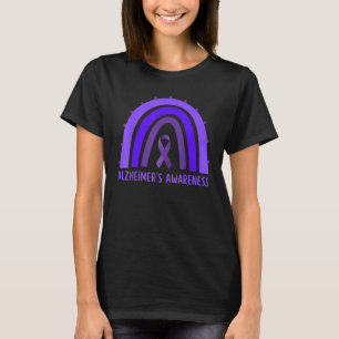 Alzheimer s Awareness Month Rainbow  Purple Ribbon T-Shirt