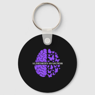 Alzheimer’s awareness support purple brain key ring
