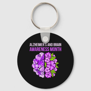 Alzheimers And Brain Awareness Month Purple Ribbon Key Ring