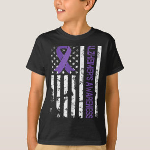 Alzheimers Awareness Alzheimer Flag USA For Men T-Shirt