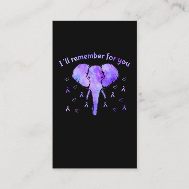 Alzheimers Awareness Elephant Family Memories Business Card (Front)