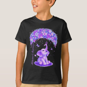Alzheimers awareness elephant flower purple ribbon T-Shirt