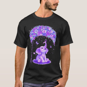 Alzheimers awareness elephant flower purple ribbon T-Shirt