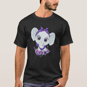 Alzheimer's Awareness Elephant Purple Flower Warri T-Shirt